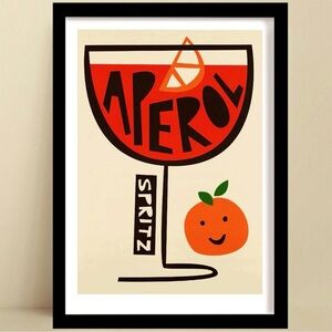 Uncommonwares Aperol Spritz Cocktail Art Print Red & Orange 9x12 Size Brand New